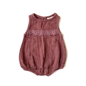 City Mouse Baby Girl Linen Sleeveless Romper